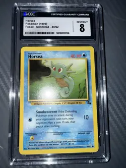 Graded CGC 8 (NM/MINT) Pokemon TCG Horsea Fossil 49/62 Regular Unlimited (1999) - Image 1