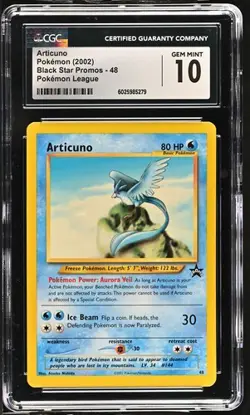 ARTICUNO Black Star Promo Pokemon League #48 CGC 10 Gem Mint - Image 1