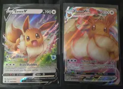Eevee VMAX SWSH087 & Eevee V SWSH065 Pokemon TCG Black Star Stamped Promo NM - Image 1