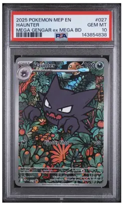 2025 POKEMON MEP EN-ME BLACK STAR PROMO HAUNTER #027 PHANTASMAL FLAMES PSA 10 - Image 1