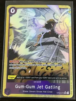 Monkey D. Luffy 2025 One Piece TCG OP03-072 Gum-Gum Jet Gatling Event Alt Art - Image 1
