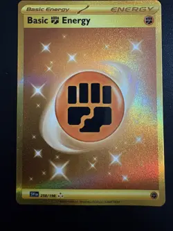 Pokemon Basic Fighting Energy Scarlet Violet Gold Hyper Rare Card 258/198 Holo - Image 1