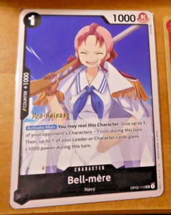 ONE PIECE ENGLISH CARD GAME CARTE PRE RELEASE Bell-mere OP02-112 NM - Image 1
