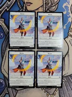 4x Monk (1,1,Prowess) / Elemental (4,4) Dual-Sided Tokens - NM/M TDC MTG - Image 1