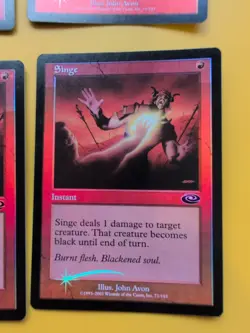 Singe x4 Instant MTG 4 Card. Planeshift.OLD VINTAGE FOIL - Image 2