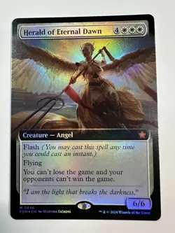 MTG TCG Herald of Eternal Dawn (Extended Art) Foundations Foil - Image 1