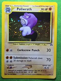 2001 POKEMON TCG NEO DISCOVERY 9/75 POLIWRATH UNLIMITED HOLO RARE NEAR MINT - Image 1