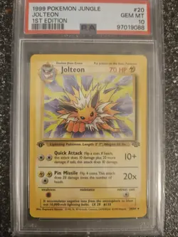 1999 POKEMON JUNGLE 1ST ED #20 JOLTEON PSA 10 - Image 1