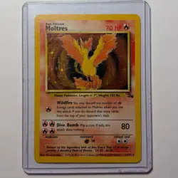 Pokemon Moltres 12/62 Fossil Holo Rare Unlimited WOTC 1999 - Image 1
