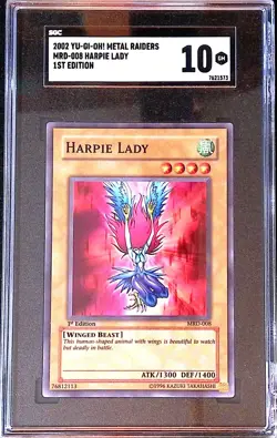 2002 Yugioh Harpie Lady MRD-008 Metal Raiders 1st Edition SGC 10 - Image 1