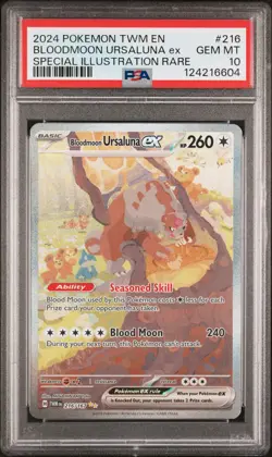 2024 POKEMON TWM EN-TWILIGHT MASQUERADE #216 BLOODMOON URSALUNA EX PSA 10 - Image 1