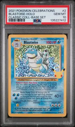 Blastoise-Holo Pokemon Celebrations Classic Collection 2/102 PSA 10 - Image 1