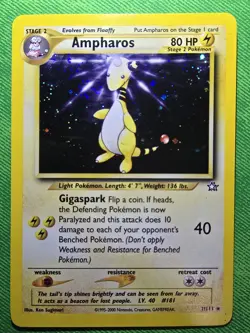 2000 POKEMON TCG NEO GENESIS 1/111 AMPHAROS UNLIMITED HOLO RARE NEAR MINT - Image 1