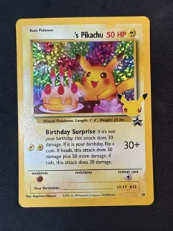 Birthday Pikachu 24/53 Celebrations Holo Black Star Promo Pokemon - Image 1