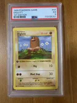 1999 POKEMON GAME 1ST ED #47 DIGLETT PSA 5 - Image 1