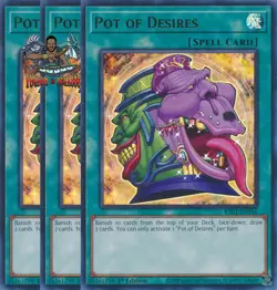 Yugioh! 3x Pot of Desires RA01-EN056 Ultra Rare 1st Ed NM - Image 1