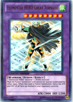 Elemental HERO Great Tornado - LC02-EN010 - Ultra Rare - Limited Edition Yugioh - Image 1