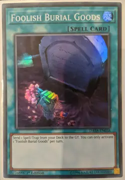 YuGiOh Foolish Burial Goods Super Rare 1st Edition DASA-EN058 - Image 1