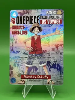 ONE PIECE CARD GAME - COLLEGE BASKETBALL US VOYAGE Monkey.D.Luffy CARD ONHAND - Image 1