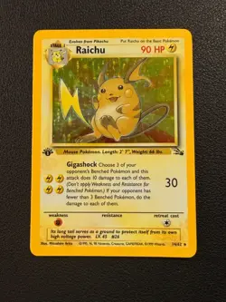 Raichu 14/62 Holo Rare Fossil 1st Edition Pokemon Card- MP - Image 3