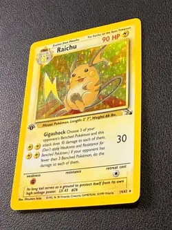 Raichu 14/62 Holo Rare Fossil 1st Edition Pokemon Card- MP - Image 5