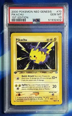 2000 POKEMON NEO GENESIS 1ST ED #70 PIKACHU PSA 10 - Image 1