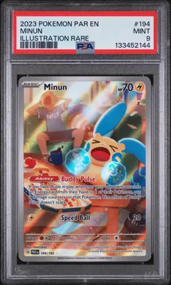 Minun Pokemon Par En-Paradox Rift 194 - NM PSA 9 - Image 1