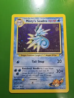 2000 POKEMON WOTC PRE-RELEASE 9/132 MISTY'S SEADRA UNLIMITED HOLO RARE NEAR MINT - Image 1