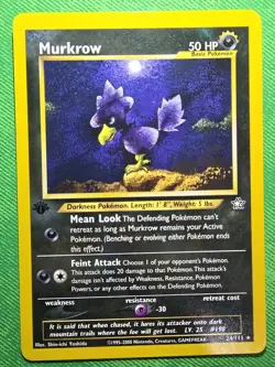 2000 POKEMON TCG NEO GENESIS 24/111 MURKROW 1ST EDITION RARE NEAR MINT - Image 1