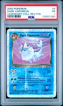 PSA 1 2002 Pokemon Legendary Collection Dark Vaporeon 9/110 Reverse Holo Foil - Image 1
