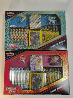 Pokemon Crown Zenith Shiny Zacian & Zamazenta Premium Figure Collection Box Set - Image 1