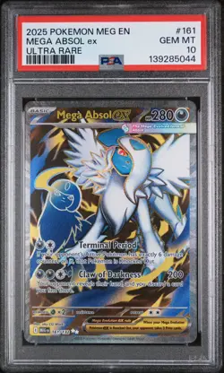 2025 POKEMON MEG EN-MEGA EVOLUTION ULTRA RARE #161 MEGA ABSOL EX PSA 10 - Image 1
