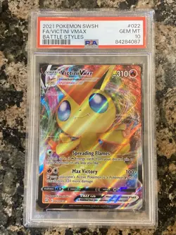 2021 Pokemon SWSH #022 Full Art Victini VMAX PSA 10 - Image 1