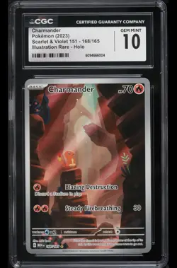 2023 Pokemon MEW EN-151 Illustration Rare 168/165 Charmander CGC 10 Gem Mint - Image 1