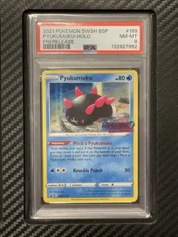 2021 PSA 8 Pyukumuku Holo #169 Promo Fusion Strike Prerelease Pokemon TCG SWSH - Image 1