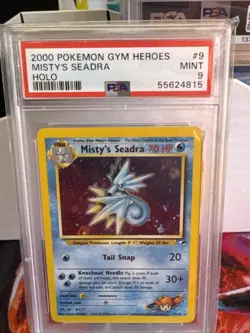 2000 POKEMON GYM HEROES HOLO #9 MISTY'S SEADRA PSA 9 - Image 1