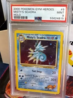 2000 POKEMON GYM HEROES HOLO #9 MISTY'S SEADRA PSA 9 - Image 3