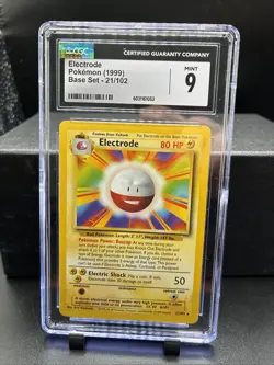 CGC 9 MINT Electrode 1999 Base Set 21/102 Pokemon Card Vintage WOTC - Image 1