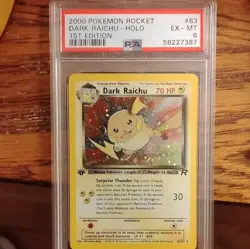 Pokemon Dark Raichu Team Rocket Secret Rare 1st Edition Holo 83/82 HP 70 PSA 6 - Image 1