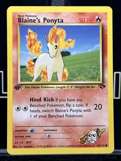 Pokemon TCG - Blaine's Ponyta 64/132 1st Edition - WOTC Gym Challenge - Image 3