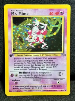 🔥Mr. Mime Jungle 1ST EDITION 6/64 “Holo Rare” MASTERPIECE Pokemon Treasure! - Image 1