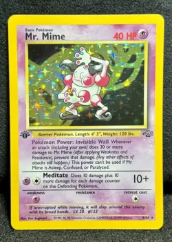 🔥Mr. Mime Jungle 1ST EDITION 6/64 “Holo Rare” MASTERPIECE Pokemon Treasure! - Image 2