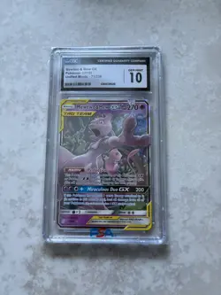 2019 POKEMON UNIFIED MINDS HOLO #71/236 MEWTWO & MEW GX CGC 10 GEM MINT - Image 1