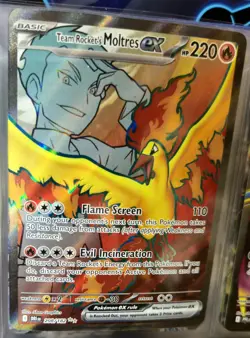 Pokemon Team Rocket's Moltres ex Full Art 208/182 DRI Destined Rivals NM - Image 1