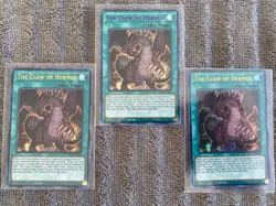 Yugioh The Claw of Hermos DLCS-EN064 Ultra Rare 1st Ed x3 NM Gold And Blue - Image 1