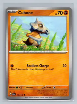 Cubone Normal Common SV07: Stellar Crown SCR Fighting 072/142 Pokemon Card TCG - Image 1