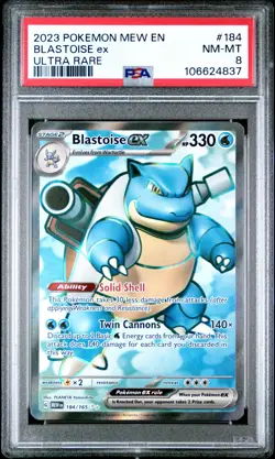 2023 POKEMON MEW EN-151 ULTRA RARE #184 BLASTOISE EX PSA 8 - Image 1
