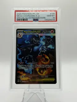 2025 POKEMON PFL EN-PHANTASMAL FLAMES #125 MEGA CHARIZARD X EX PSA 10 - Image 1