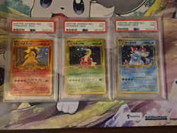 Pokemon Japanese NEO Holo Typlosion PSA 7 Meganium PSA 9 & Feraligatr PSA 9 Set - Image 1