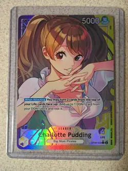One Piece Charlotte Pudding OP08-058 Leader Alt Art Two Legends English - Image 1